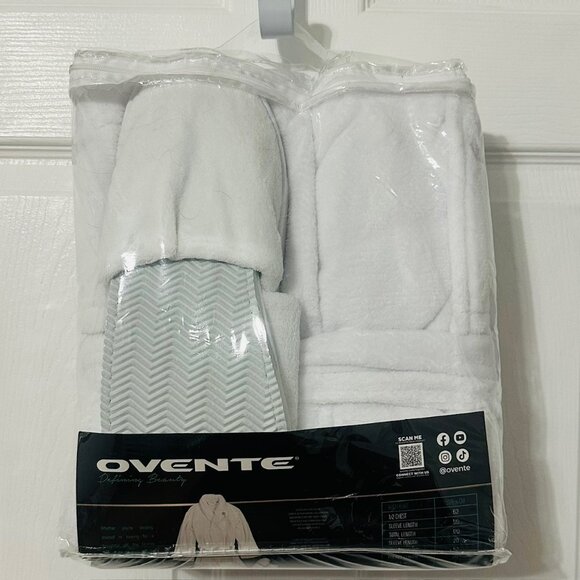 OVENTE Bathrobe & Slipper Set, Soft & Absorbent Robe,  Unisex Spa, Fleece, NWT - Picture 3 of 8